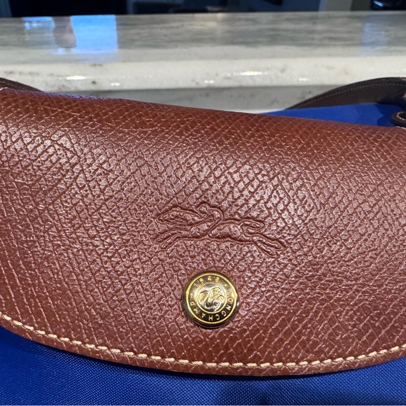 Longchamp Royal Blue Tote with Brown Leather Trim - Picture 4 of 13